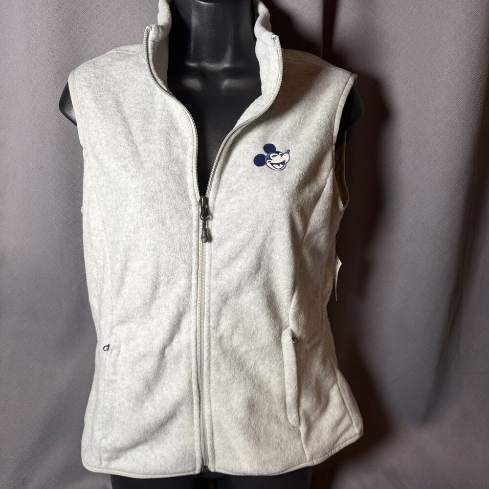 NWT Disney Amazon Essentials small Fleece Zip Vest Happy Mickey Gray -153